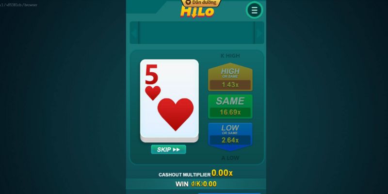 HiLo 2 Ký hiệu và tỉ lệ thưởng trong HiLo